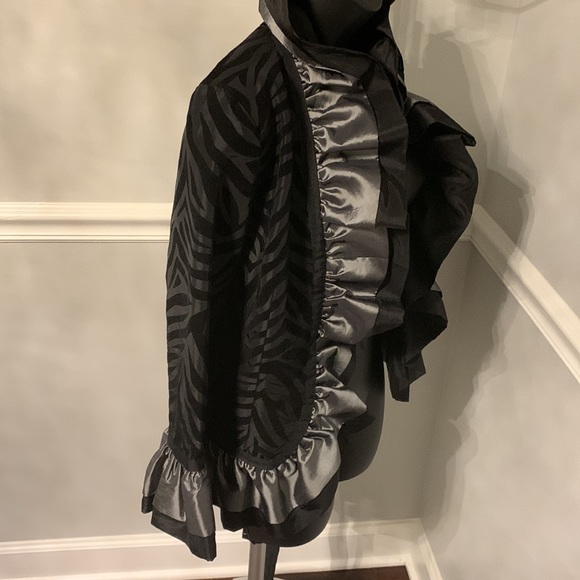 Grace Chuang Black Zebra Striped Ruffle Jacket Size XS - Picture 8 of 16